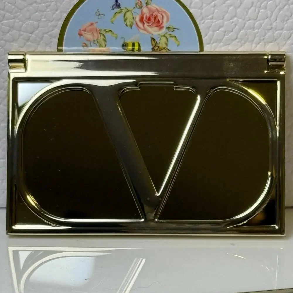 Valentino Gold Iconic V-Logo Compact Mirror - approx 4” x 2.5” - NEW no box